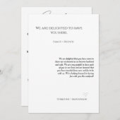 モダンスクリプト結婚式のウェルカム&行程表ウィークエンド 招待状 (正面/裏面)