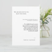 モダンスクリプト結婚式のウェルカム＆行程表ウィークエンド 招待状 (スタンド正面)