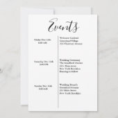 モダンスクリプト結婚式のウェルカム&行程表ウィークエンド 案内状 (裏面)