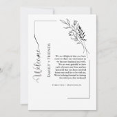 モダンスクリプト結婚式のウェルカム&行程表 週末 案内状 (正面)