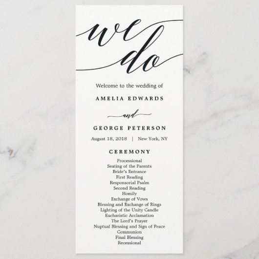 モダンスクリプト結婚式プログラム プログラム (正面)