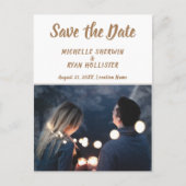 モダンスクリプト結婚式Save the Date フォト 案内ポストカード (正面)