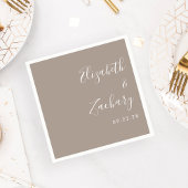 モダンスクリプト結婚Taupe スタンダードカクテルナプキン