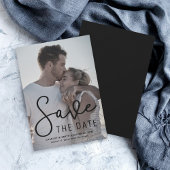 モダンスクリプト縦写真Save the Dateカード セーブザデート