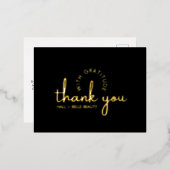 モダンスクリプト金ゴールドブラックカスタムビジネス 箔シーズンポストカード (正面/裏面)