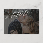 モダンスクリプト黒の色あせ結婚写真の詳細 エンクロージャーカード (正面)