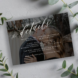 モダンスクリプト黒の色あせ結婚写真の詳細 エンクロージャーカード