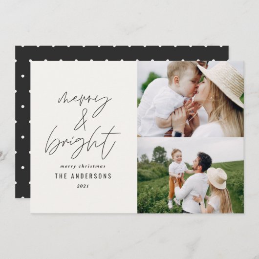 モダンスクリプト1枚の写真 黒白のクリスマス (正面/裏面)