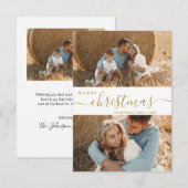 モダンスクリプト2枚の写真コラージュクリスマスカード 招待状 (正面/裏面)