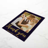 モダンスクリプト2枚の写真 ウェディングサンキューカード 箔招待状 (回転した状態)