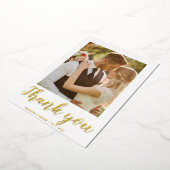 モダンスクリプト2枚の写真 ウェディングサンキューレター 箔招待状 (回転した状態)