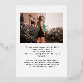 モダンスクリプト2枚の写真 卒業おめでとう発表 箔招待状 (裏面)