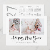 モダンスクリプト2枚の写真 謹賀新年 2027年 カレンダー シーズンカード (正面/裏面)