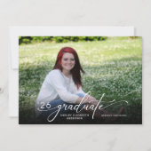 モダンスクリプト2 フォト 水平 卒業 招待状 (正面)
