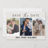 モダンスクリプト3枚の写真テンプレート・結婚式の招待前のお知らせ セーブザデート (正面)