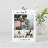 モダンスクリプト3枚写真の結婚式 サンキューカード (スタンド正面)