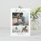 モダンスクリプト3枚写真の結婚式 サンキューカード (スタンド正面)