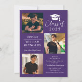 モダンスクリプト4枚の写真コラージュ 卒業パーティー 招待状 (正面)