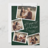 モダンスクリプト4枚の写真コラージュ - 最高に幸せなホリデーカード シーズンカード (正面)