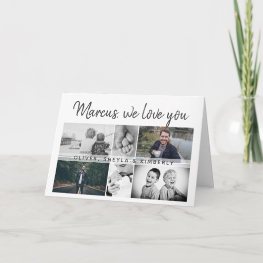 モダンスクリプト6枚写真コラージュを愛してる カード (正面)