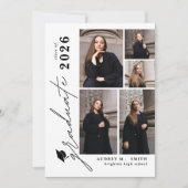 モダンスクリプト9枚の写真 卒業のお知らせ 招待状 (正面)