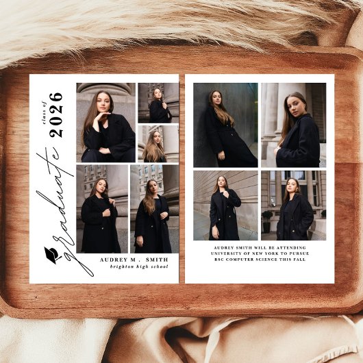 モダンスクリプト9枚の写真 卒業のお知らせ 招待状