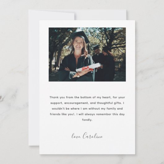 モダンスクリプト おしゃれな卒業感謝カード 招待状 (裏面)