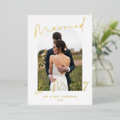 モダンスクリプト アーチ フォト 結婚 クリスマス 箔シーズンカード (立ち正面)