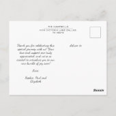 モダンスクリプト アーチ フレーム 花飾り ポストカード (裏面)