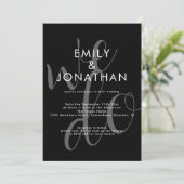 モダンスクリプト ウェディングオーバーレイ QRコード ブラック 招待状 (スタンド正面)