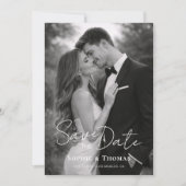 モダンスクリプト ウェディング2枚の写真 Save the Date (正面)