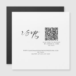 モダンスクリプト ウェディング ウェブサイト QRコード マグネット カード
