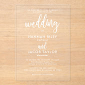 モダンスクリプト エレガントホワイトウェディング アクリル招待状 (正面)