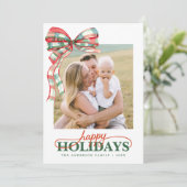 モダンスクリプト エレガント ハッピー ホリデー カード (スタンド正面)