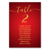 モダンスクリプト エレガント レッド ゴールド 席次表カード テーブルナンバー (裏面)