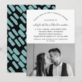 モダンスクリプト カップルシャワー フォト招待状 招待状