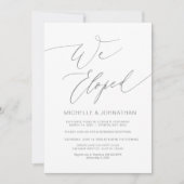 モダンスクリプト, グレー, ウェディングエロープメントレセプション 招待状 (正面)