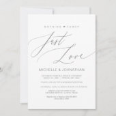 モダンスクリプト、グレー、結婚式の秘密の式後パーティー 招待状 (正面)