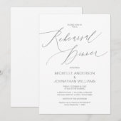 モダンスクリプト、グレー、結婚式リハーサルディナー 招待状 (正面/裏面)