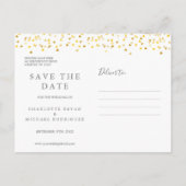 モダンスクリプト ゴールドハーツ コンフェッティ セーブザデート 案内ポストカード (裏面)