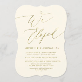 モダンスクリプト, ゴールド, 結婚式の秘密の挙式・披露宴 招待状