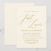 モダンスクリプト, ゴールド, 結婚式の秘密の誓い レセプション 招待状 (正面/裏面)