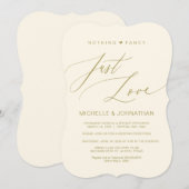 モダンスクリプト, ゴールド, 結婚式の秘密結婚式の披露宴 招待状 (正面/裏面)