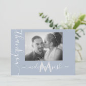 モダンスクリプト サンクス ウェディング カップル フォト カード (スタンド正面)