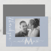 モダンスクリプト サンクス ウェディング カップル フォト カード (正面/裏面)