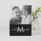 モダンスクリプト サンクス ウェディング モノグラム フォト 招待状 (スタンド正面)