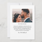 モダンスクリプト シンプルな結婚式の写真 サンキューカード (裏面)
