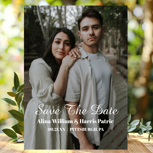 モダンスクリプト シンプルフォト セーブザデート マグネット招待状