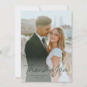モダンスクリプト シンプル フォト ウェディング サンクス 招待状 (正面)
