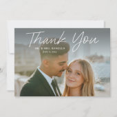 モダンスクリプト シンプル フォト ウェディング サンクス 招待状 (正面)